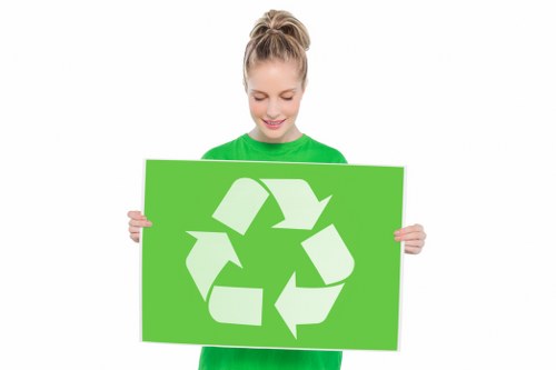 Professional waste disposal team managing construction debris
